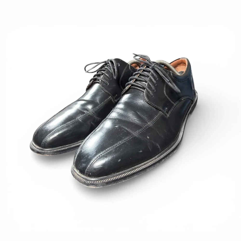 Rockport Mens Black Leather Cap Toe Lace Up Dress Shoes Adiprene Size 10.5